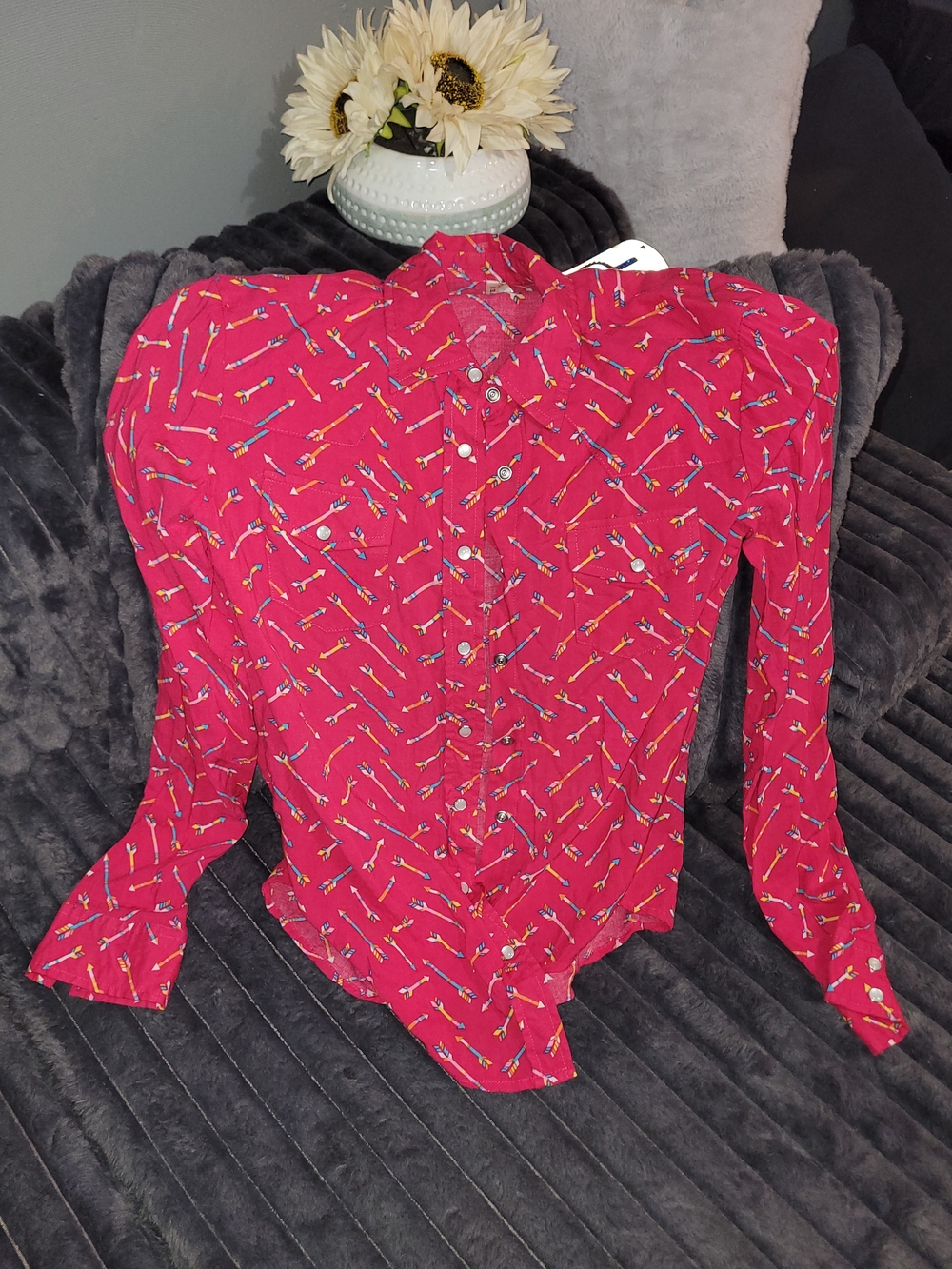Roper Pink Button-Down Shirt with Arrow Print